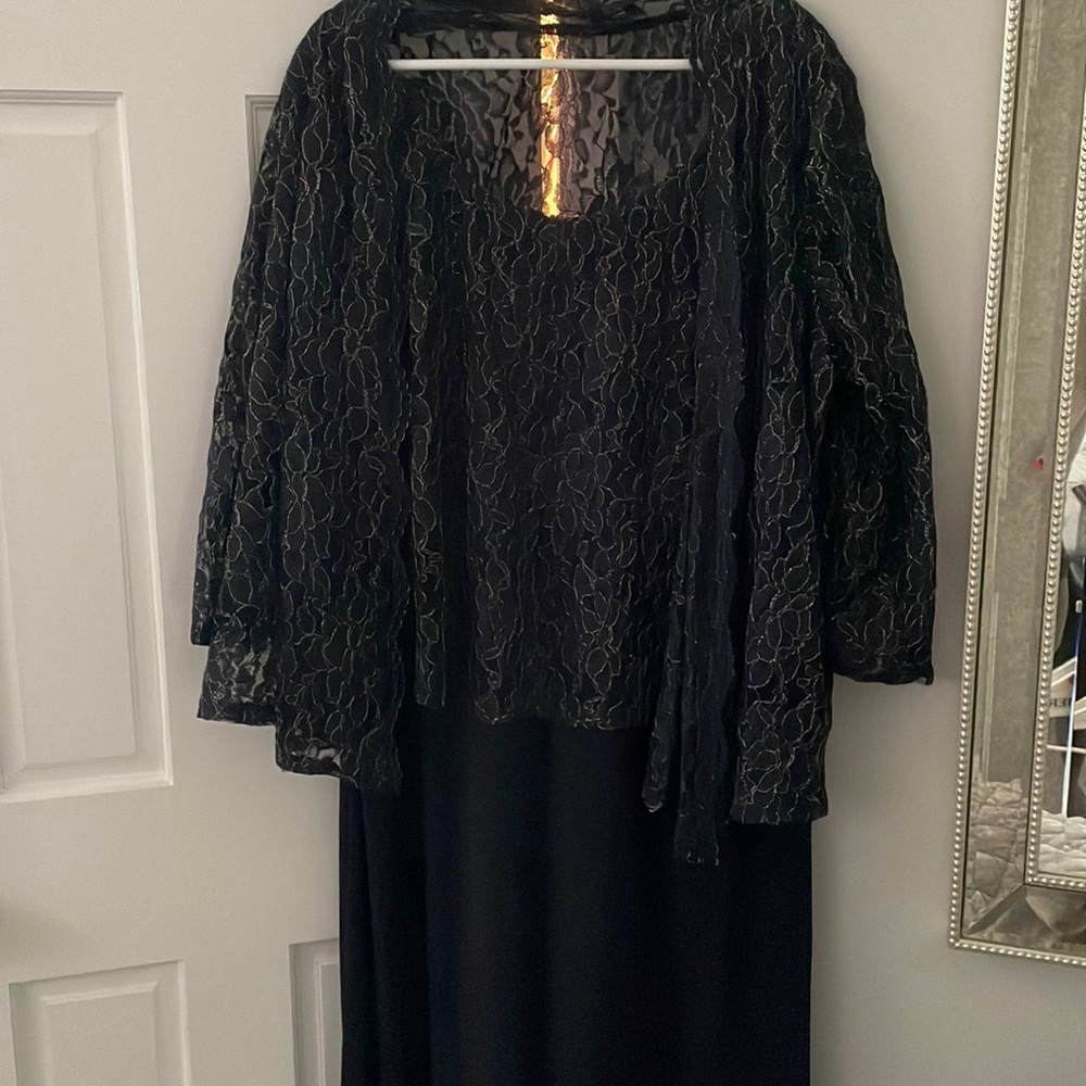 Two piece navy and lace gown
